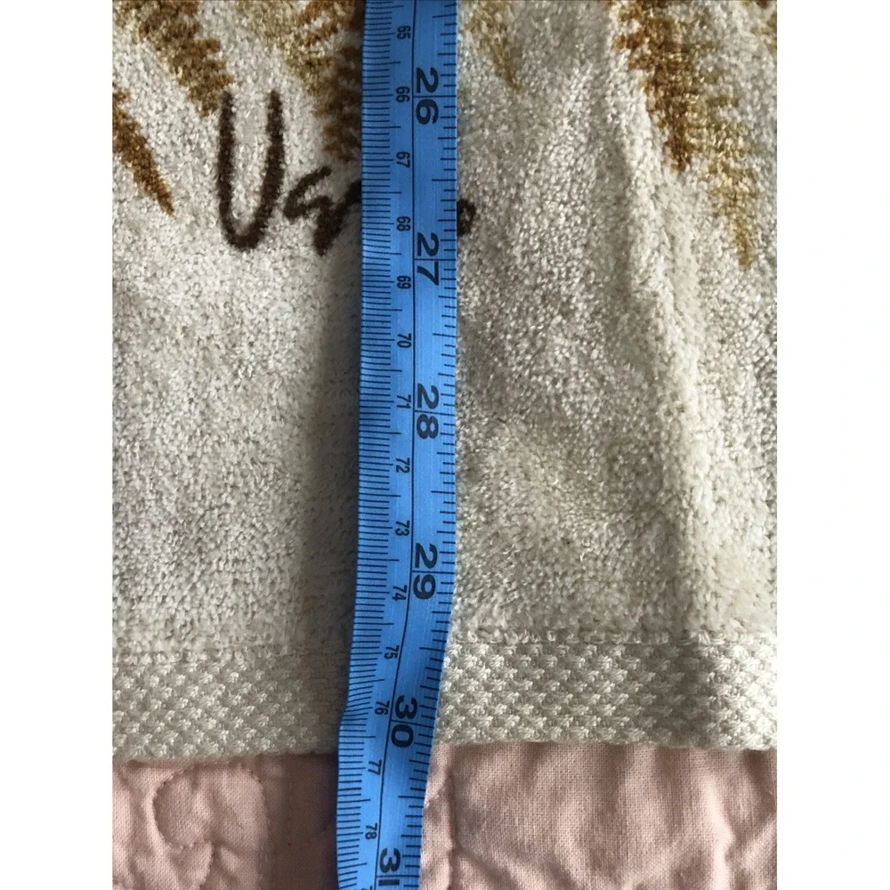 Vtg Vera Burlington Towel Set 3 Pcs Ivory Cotton Butterfly Floral Bath Hand Face
